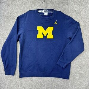 Nike Jordan Michigan Wolverines Mens Large Navy Blue Crewneck Sweatshirt Jumpman